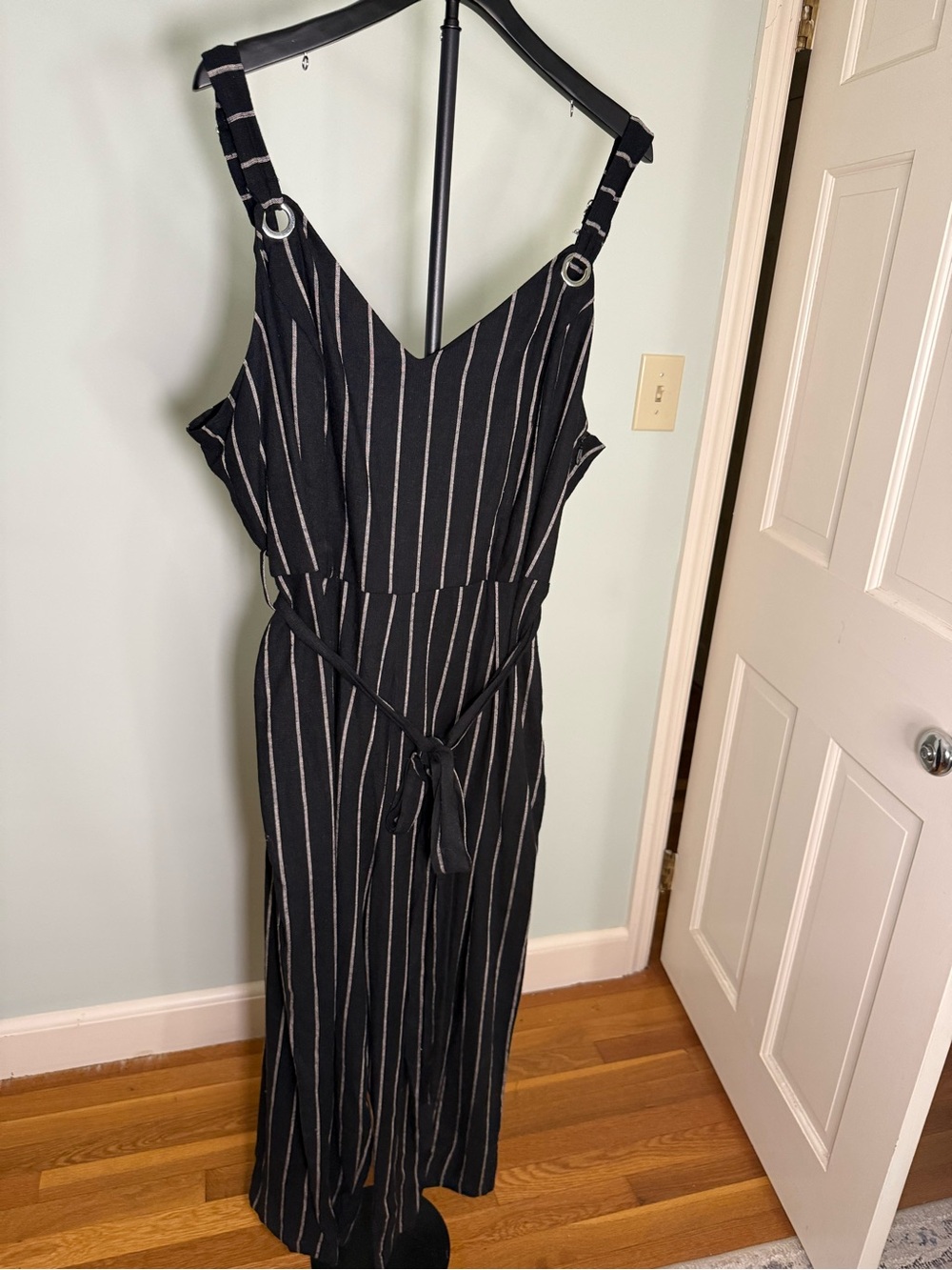 City Chic Festive Tie Black Stripe Jumpsuit – Size XL / 22 – NWT
